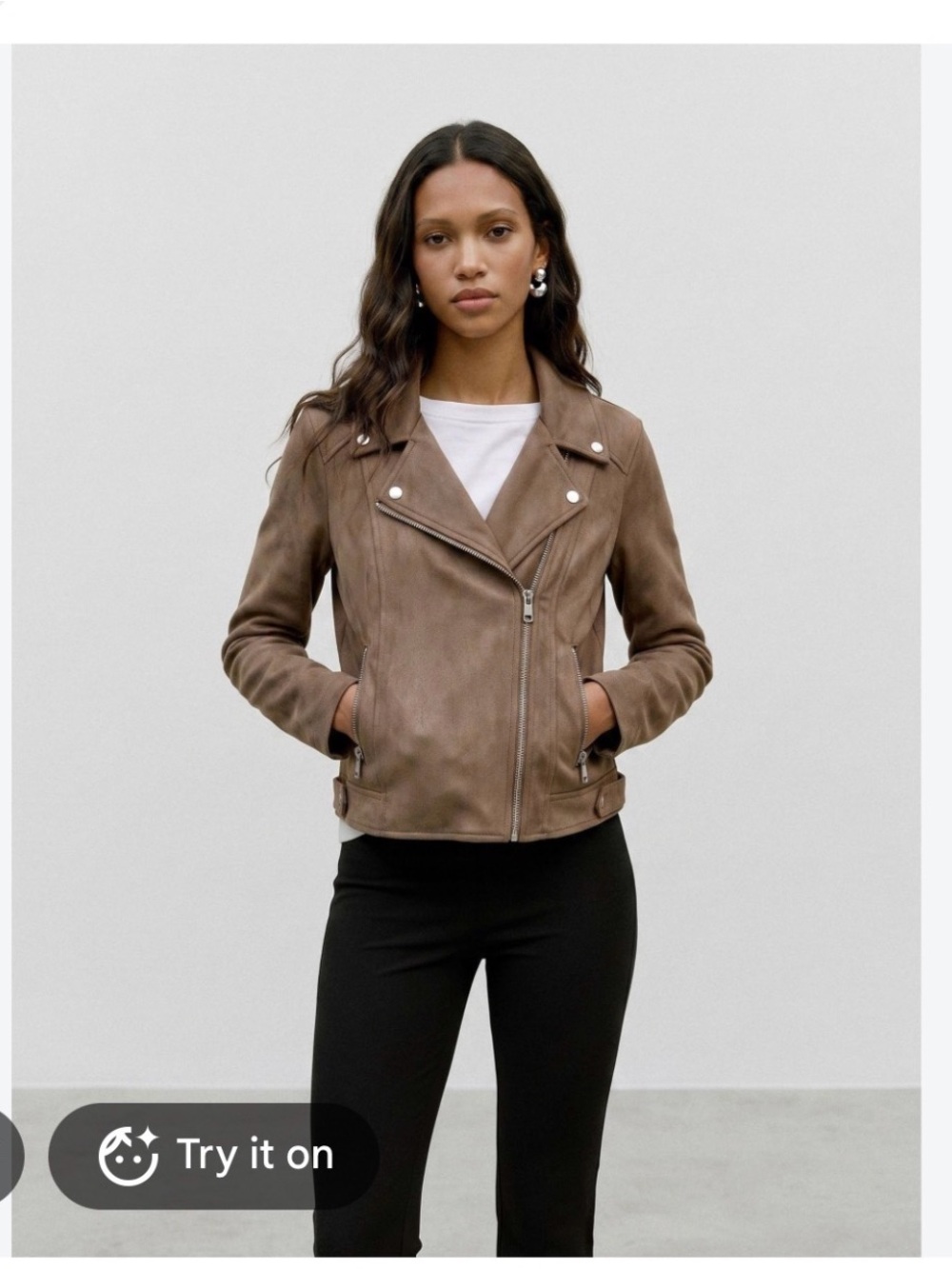 Primark Taupe Suede Moto Jacket